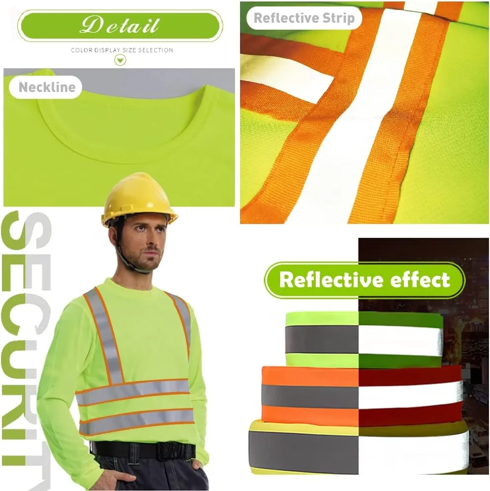 High Visibility Reflective Safety Shirts Customize Logo With Reflective Strips Hi Vis Long Sleeve Protective Workwear