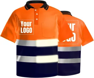 High Visibility Reflective Safety T-Shirt Custom Logo Protective Short Sleeve Polo Shirt Workwear