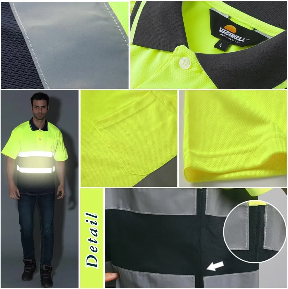High Visibility Reflective Safety T-Shirt Custom Logo Protective Short Sleeve Polo Shirt Workwear