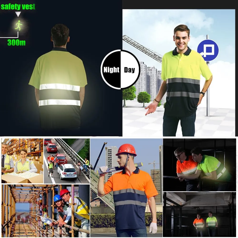 High Visibility Reflective Safety T-Shirt Custom Logo Protective Short Sleeve Polo Shirt Workwear