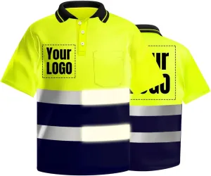 High Visibility Reflective Safety T-Shirt Custom Logo Protective Short Sleeve Polo Shirt Workwear
