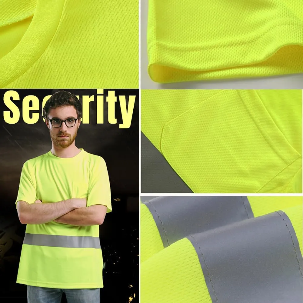 High Visibility Reflective Safety Work Shirts Custom Logo Hi Vis Outdoor Short Sleeve T-Shirt