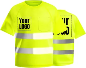 High Visibility Reflective Safety Work Shirts Custom Logo Hi Vis Outdoor Short Sleeve T-Shirt