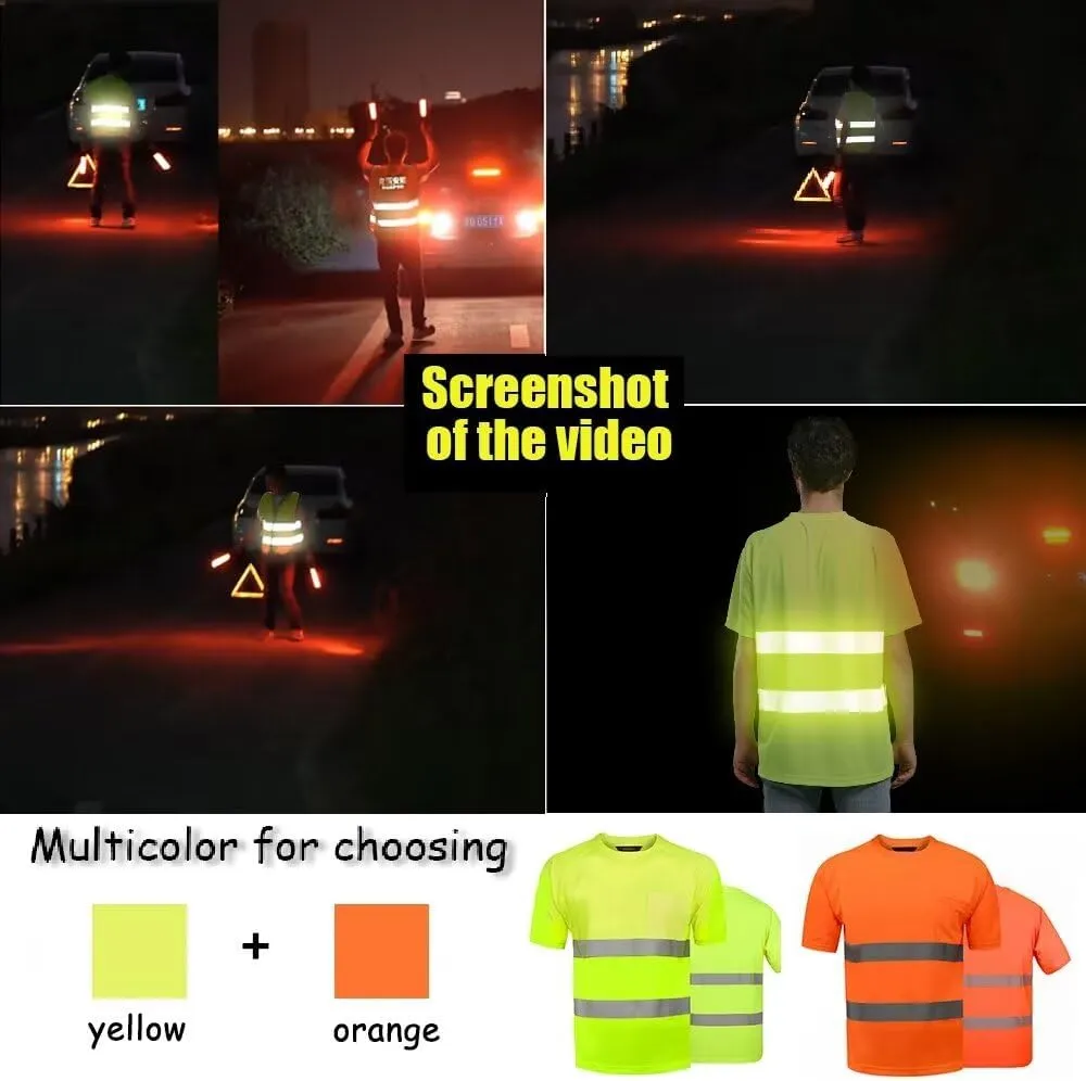 High Visibility Reflective Safety Work Shirts Custom Logo Hi Vis Outdoor Short Sleeve T-Shirt