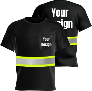 High Visibility Safety Shirts Add Your Design Work Shirts with 4 Inches Plus Reflective Strips