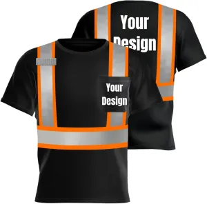 High Visibility Safety Shirts Add Your Design Work Shirts with 4 Inches Plus Reflective Strips