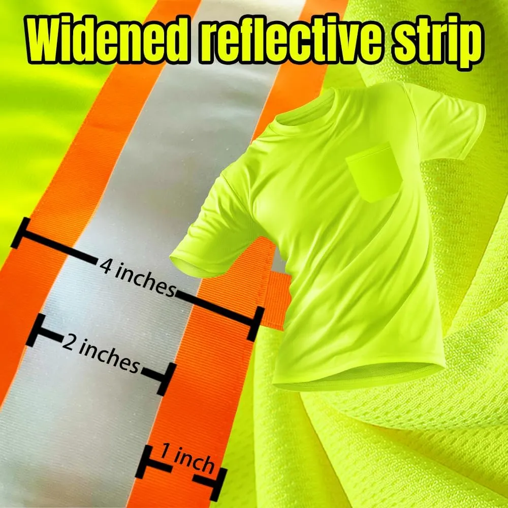 High Visibility Safety Shirts Add Your Design Work Shirts with 4 Inches Plus Reflective Strips