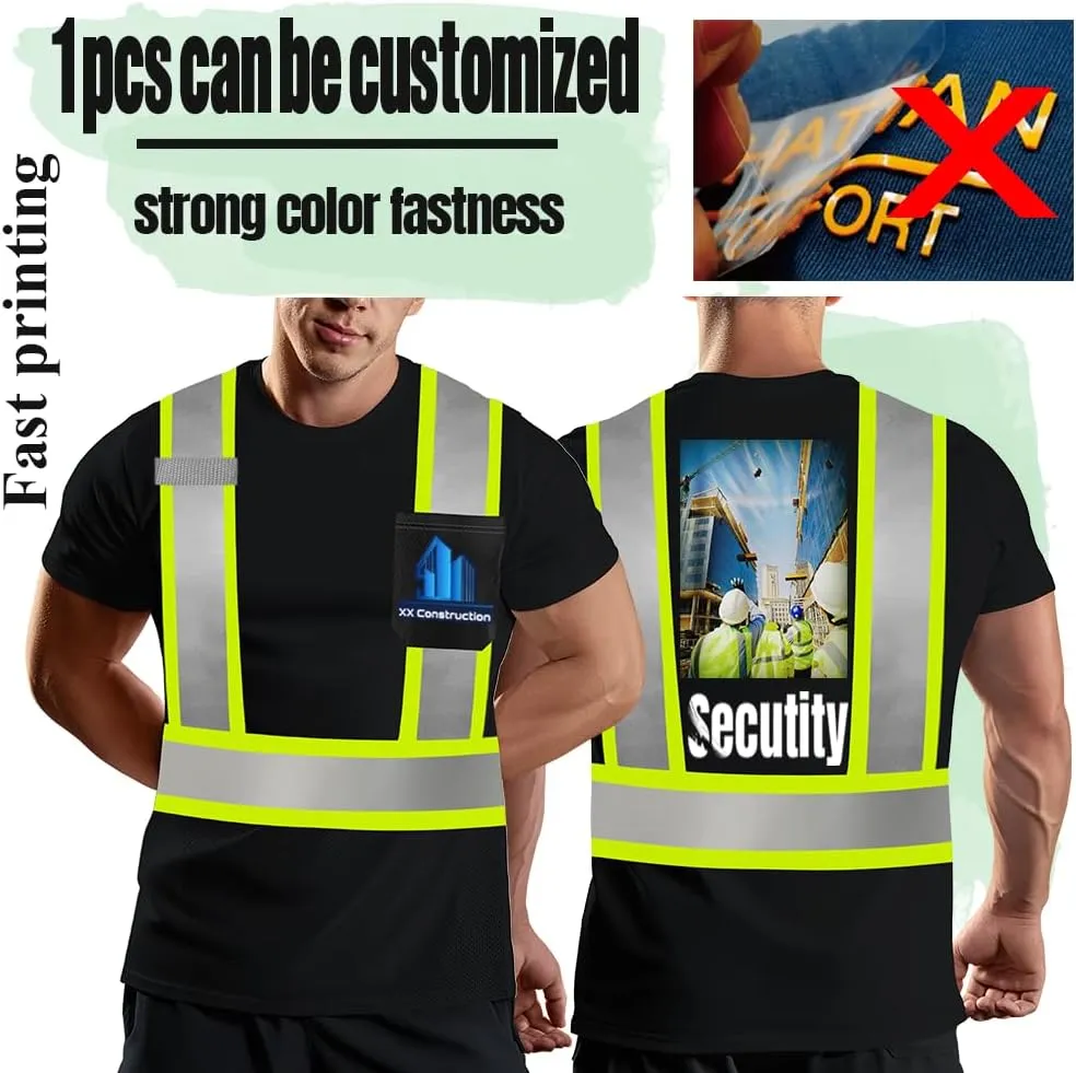 High Visibility Safety Shirts Add Your Design Work Shirts with 4 Inches Plus Reflective Strips