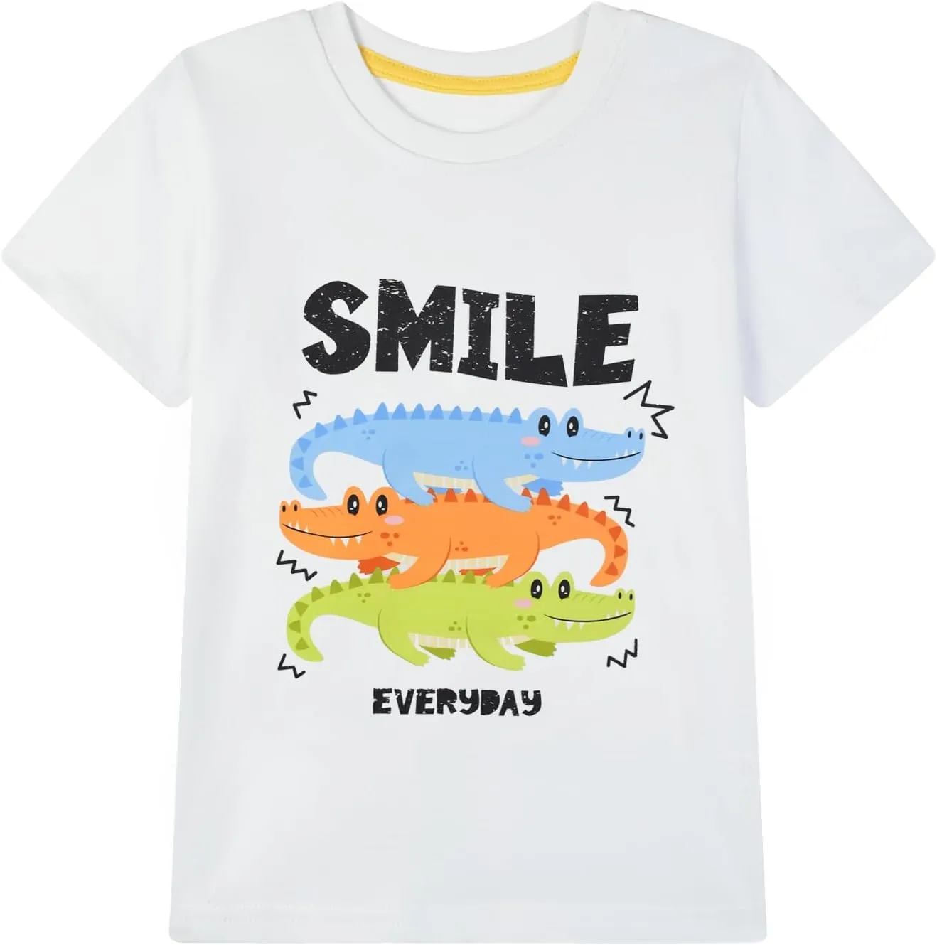 HILEELANG Toddler Boy Short Sleeve Tee Shirts Summer Cotton Casual Graphic Crewneck Tshirt Packs
