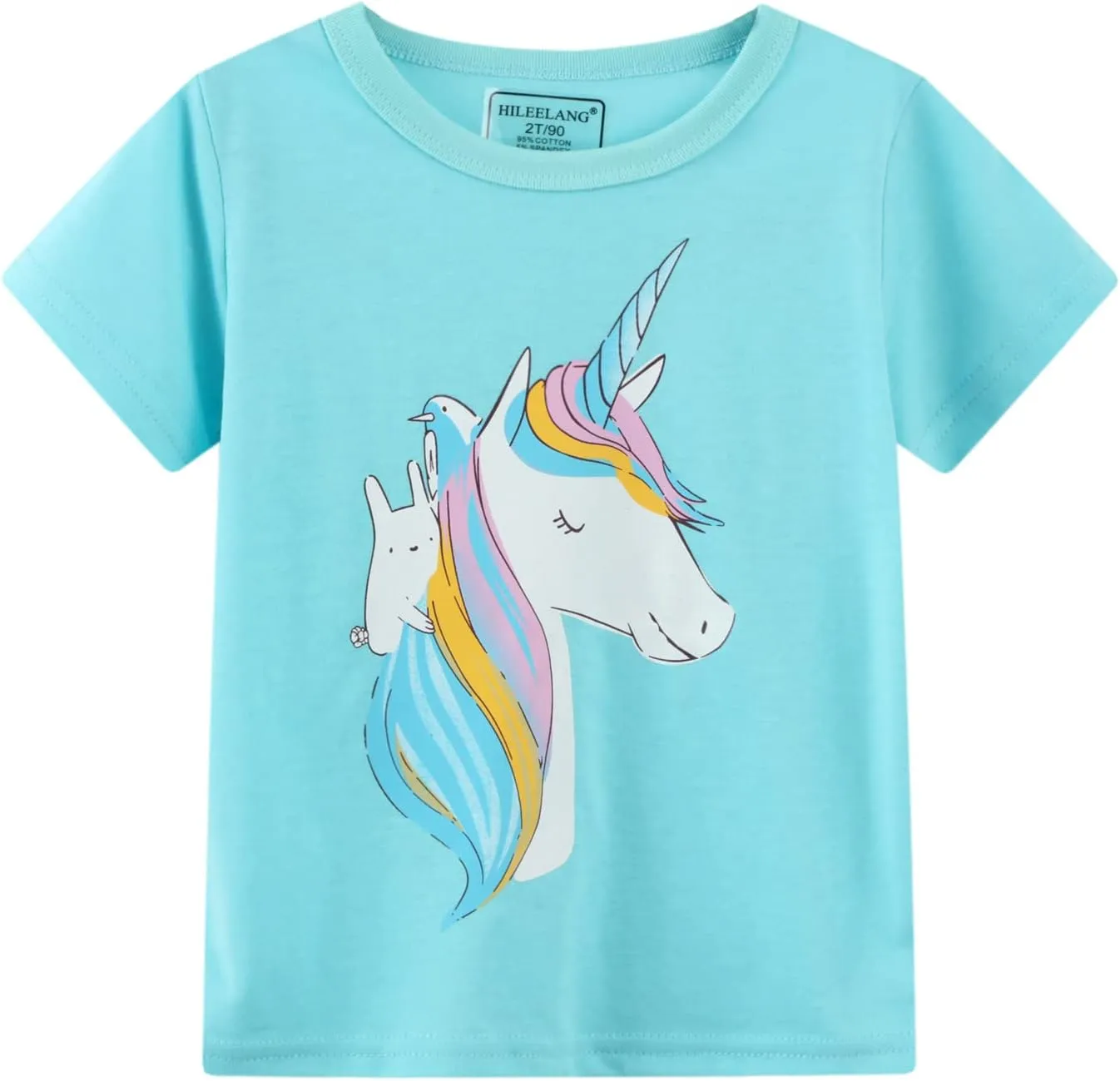 HILEELNAG Girls' Tees Short Sleeve Cotton Casual Graphic T-Shirts Easter Summer Tops 3Packs