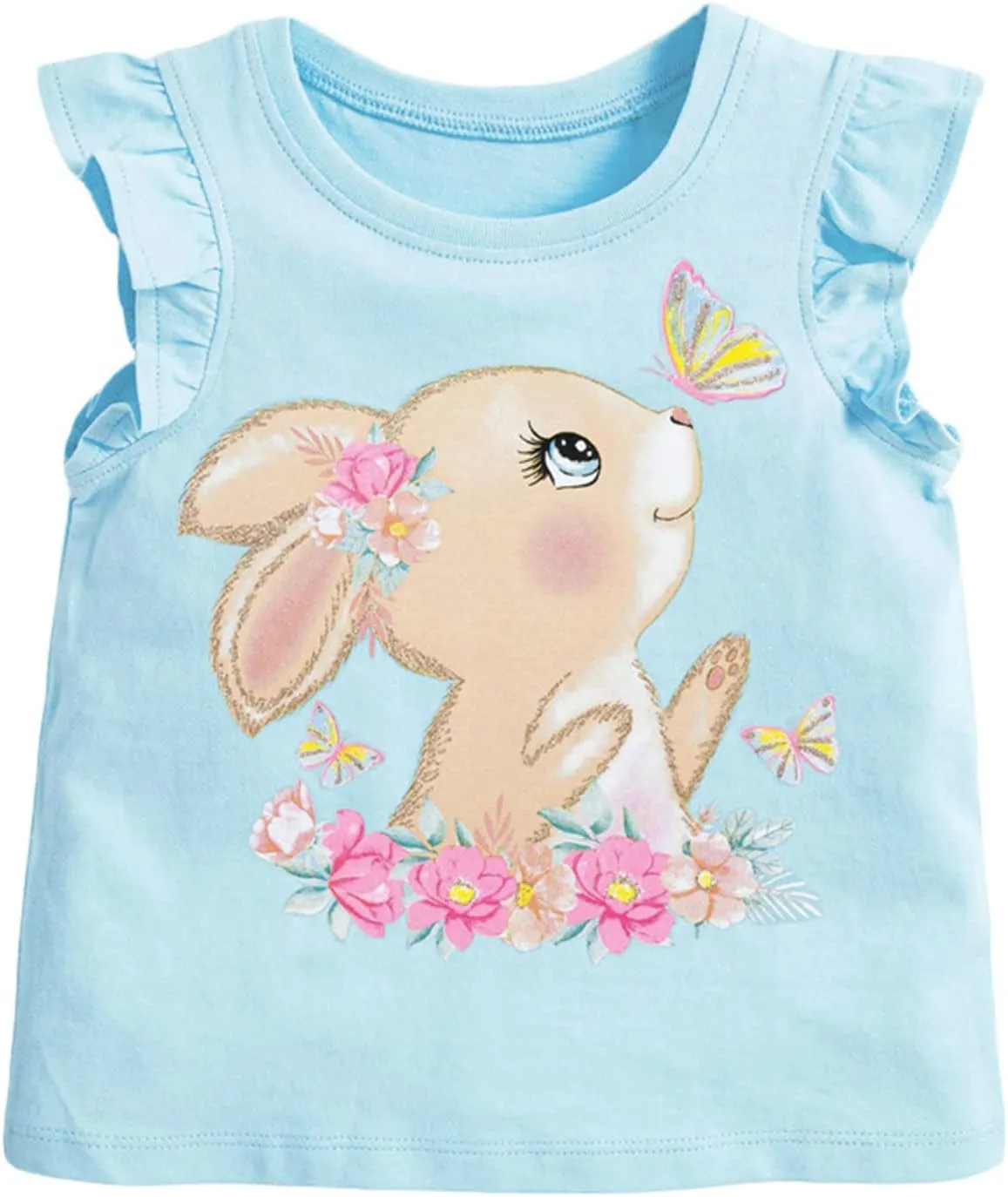 HILEELNAG Girls' Tees Short Sleeve Cotton Casual Graphic T-Shirts Easter Summer Tops 3Packs