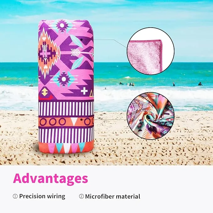 Hiturbo Microfiber Beach Towel-Quick Fast Dry Super Bath Towels Absorbent Lightweight Pool Beach Blanket, Ultra Compact Perfect for Travel Pool Swimming Bath Camping Yoga Gym Sports