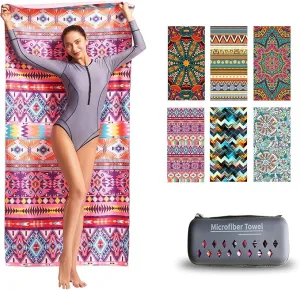 Hiturbo Microfiber Beach Towel-Quick Fast Dry Super Bath Towels Absorbent Lightweight Pool Beach Blanket, Ultra Compact Perfect for Travel Pool Swimming Bath Camping Yoga Gym Sports