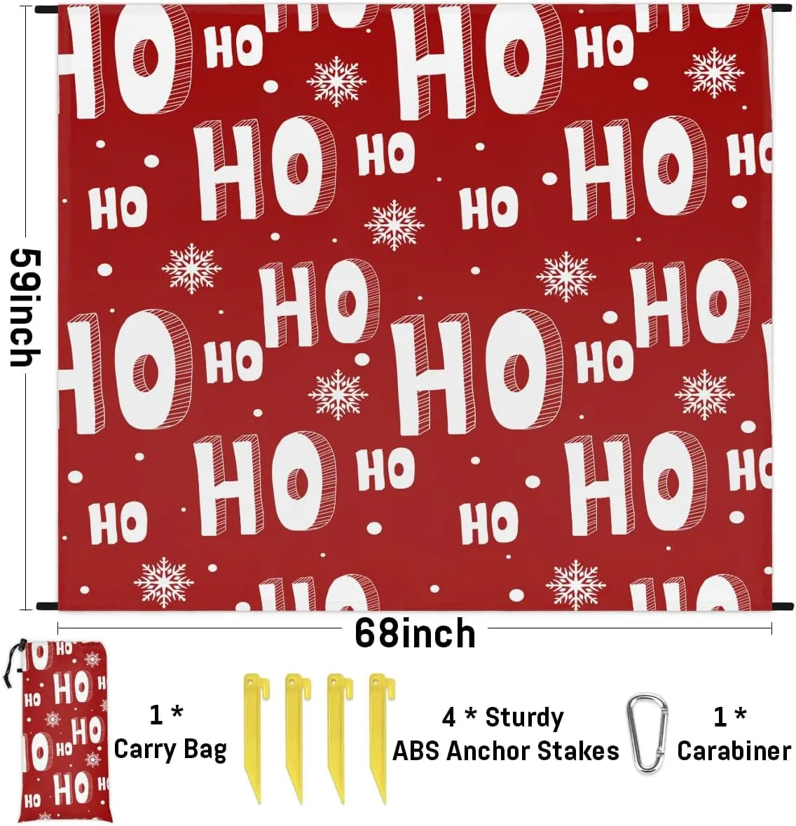 HO Patterns Beach Blanket, Sandproof Beach Mat, 68 x 59 Waterproof Quick Drying Sand Free Mat with 4 x Ground Spikes for Outdoor Travel Camping Hiking, Snowflake