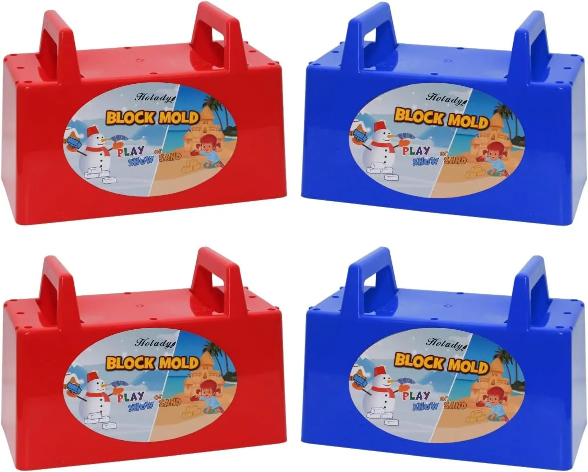 Holady Snow Fort Building Block,Snow Brick Maker and Sand Castle Mold, Beach and Snow Toys Kits for Kids, Outdoor Winter and Summer Fun Set Toys（4 PCS）