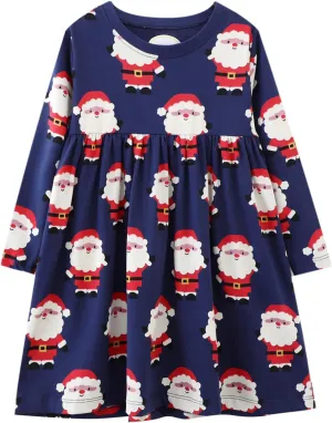 HOMAGIC2WE Toddler Girls Long Sleeve Dress Kids Cotton Fall Cute Casual Basic Shirt Dresses