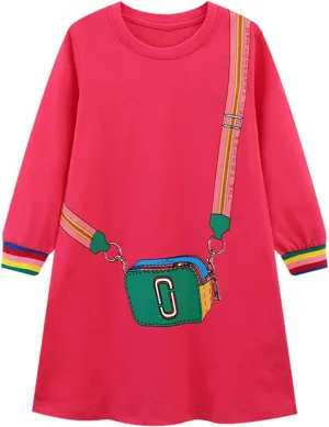 HOMAGIC2WE Toddler Girls Long Sleeve Dress Kids Cotton Fall Cute Casual Basic Shirt Dresses