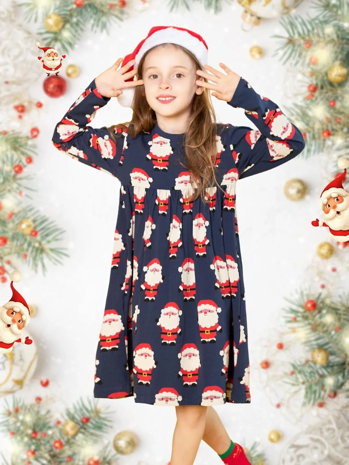 HOMAGIC2WE Toddler Girls Long Sleeve Dress Kids Cotton Fall Cute Casual Basic Shirt Dresses