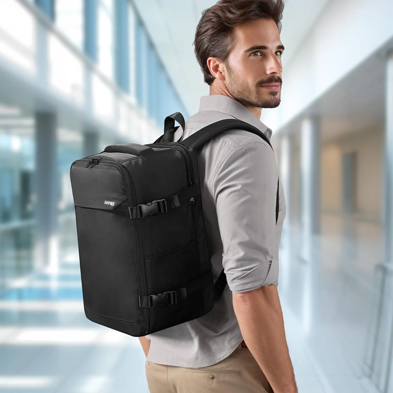 HOMIEE Ryanair Personal Item 40x20x25 Travel Bag, 20L Carry on Backpack Flight Approved Underseat Hand Luggage Cabin Bag Fits 15.6 Inch Laptop for Weekender Gifts, Black