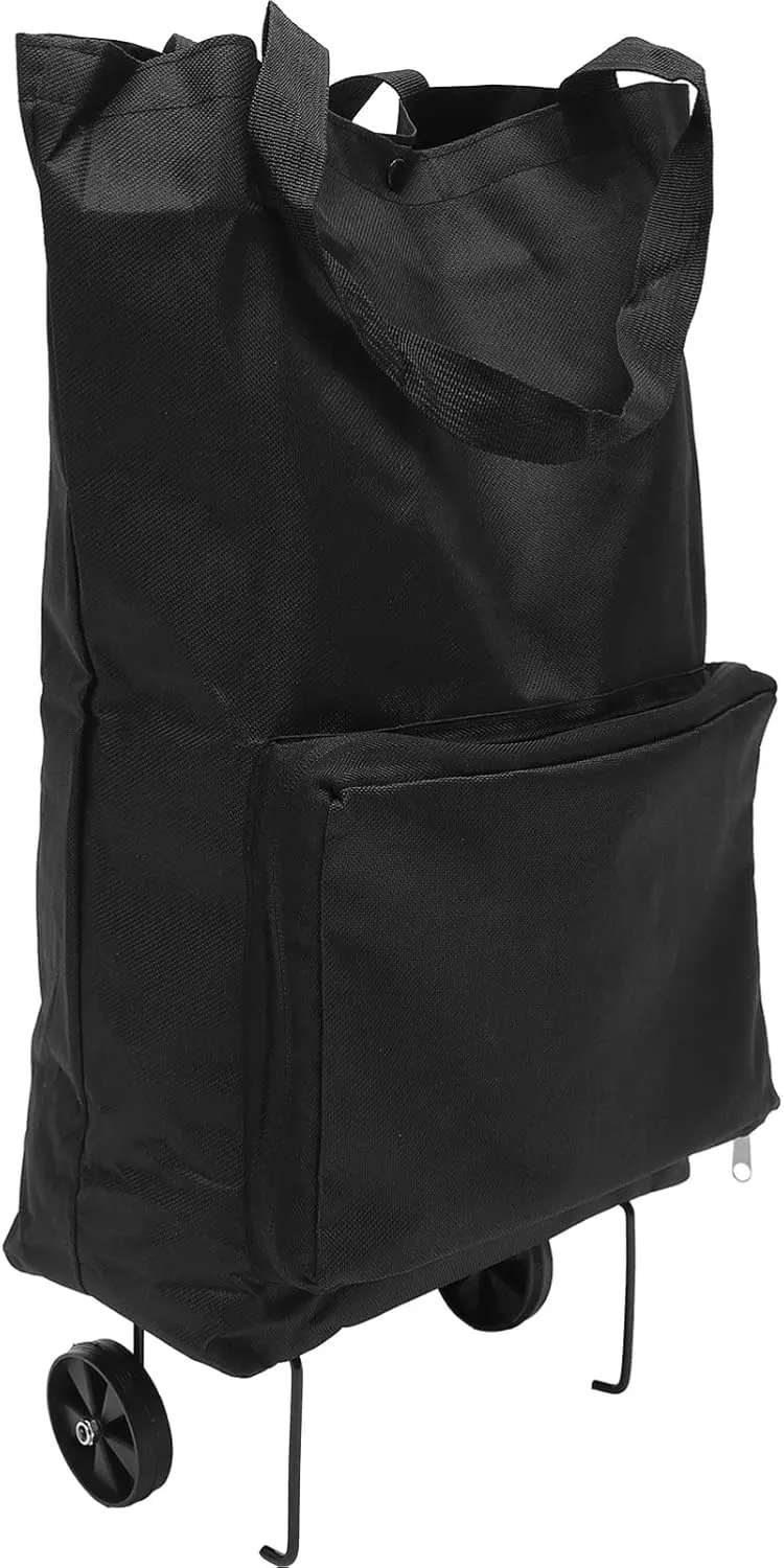 HOMSFOU Grocery Cart Bag with Wheels Reusable Portable Collapsible Trolley Bags Hand Pulling Utility Collapsible Grocery Bag with Hand Folding Shopping Cart