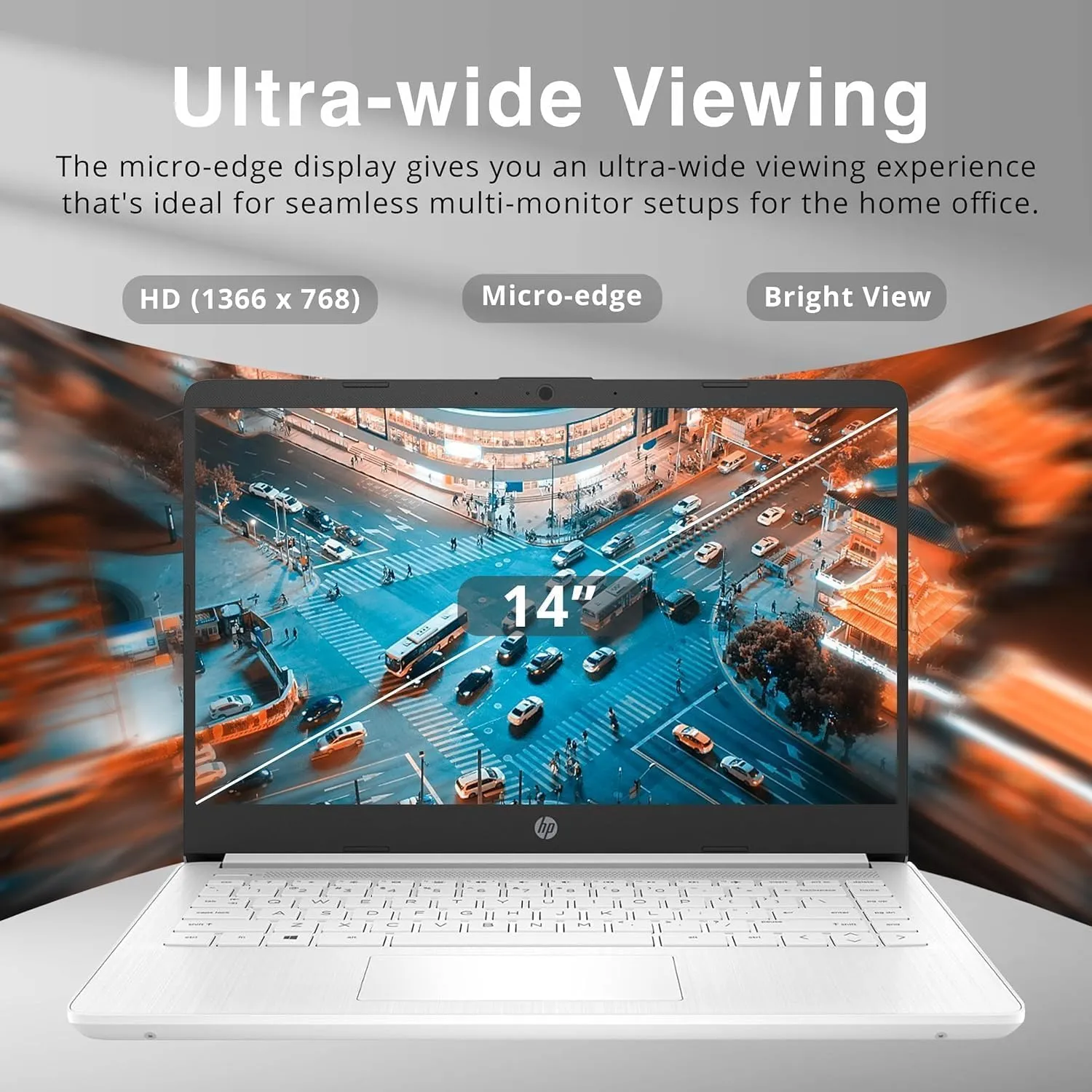 HP 14 Inch Laptop, Intel Celeron Dual-core Processor, 32GB RAM, 64GB Storage, Windows 10 Home, Pale Gold and Natural Silver, 11 Hours Battery Life, Thin and Light, Fast Charge