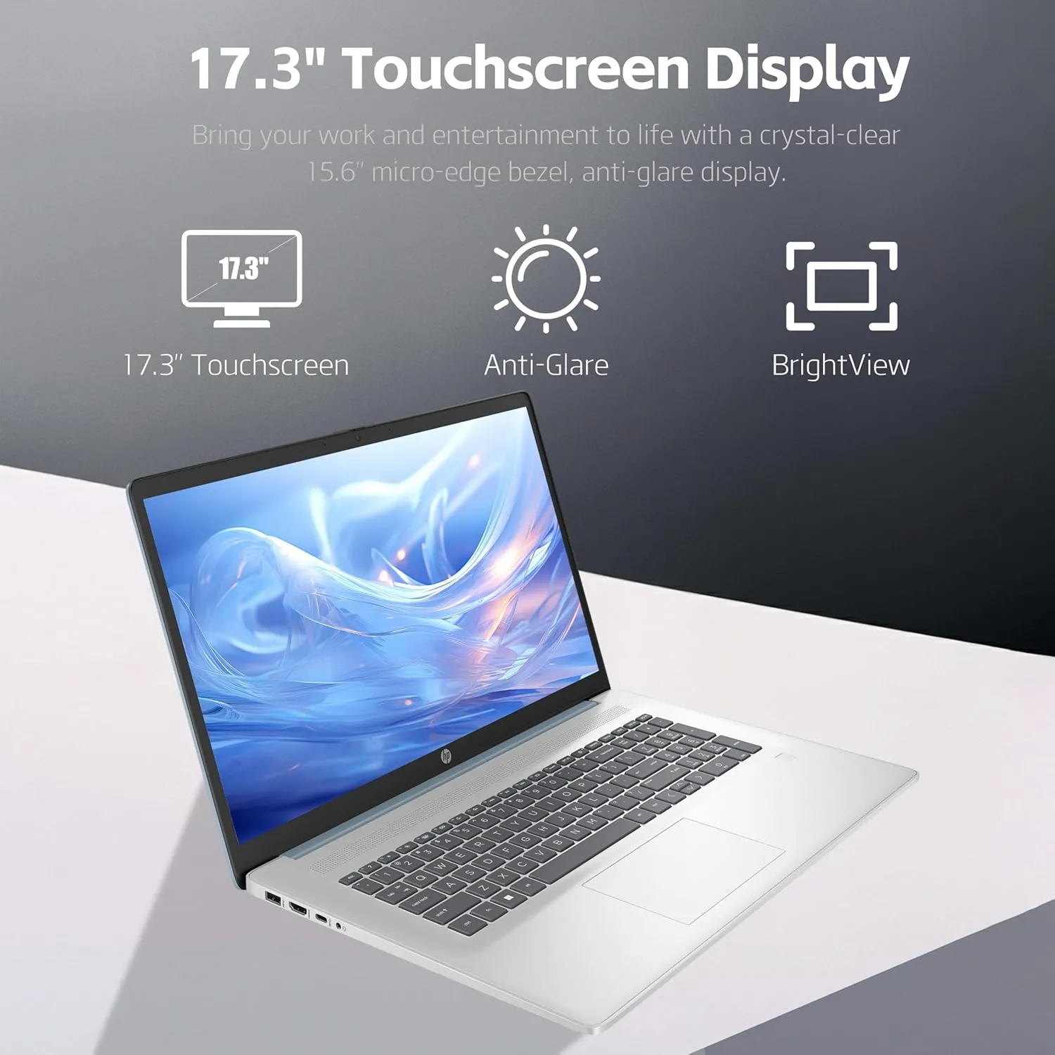 HP 17 Laptop, Intel Celeron N4120 Processor, 17.3’’ HD  Touchscreen Display, 32GB RAM,1TB SSD, Intel UHD Graphics, Backlit Keyboard, Windows 11 Home, Fatcayes Accessory, Moonlight Blue (Renewed)