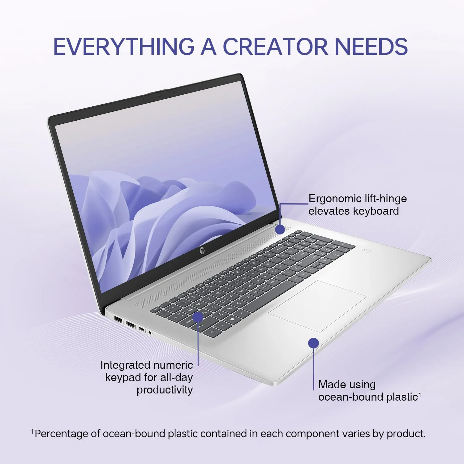HP 17t Performance Business Laptop, 17.3" FHD, Intel Core i7-1355U, 32GB RAM, 2TB SSD, Fingerprint Reader, HDMI, SuperSpeed USB, Wi-Fi 6, Backlit Keyboard, Windows 11 Pro, Silver