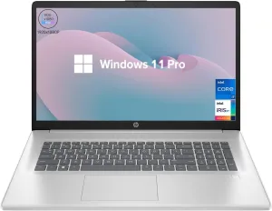 HP 17t Performance Business Laptop, 17.3" FHD, Intel Core i7-1355U, 32GB RAM, 2TB SSD, Fingerprint Reader, HDMI, SuperSpeed USB, Wi-Fi 6, Backlit Keyboard, Windows 11 Pro, Silver