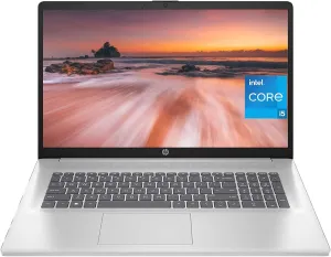 HP 2023 17 Laptop, 17.3 Inch FHD Anti-Glare Display, 13th Gen Intel 10-Core i5-1335U(Beat i7-1255U), 16GB RAM, 512GB SSD, Intel Iris Xe Graphics, Backlit Keyboard, Windows 11 Home, Silver
