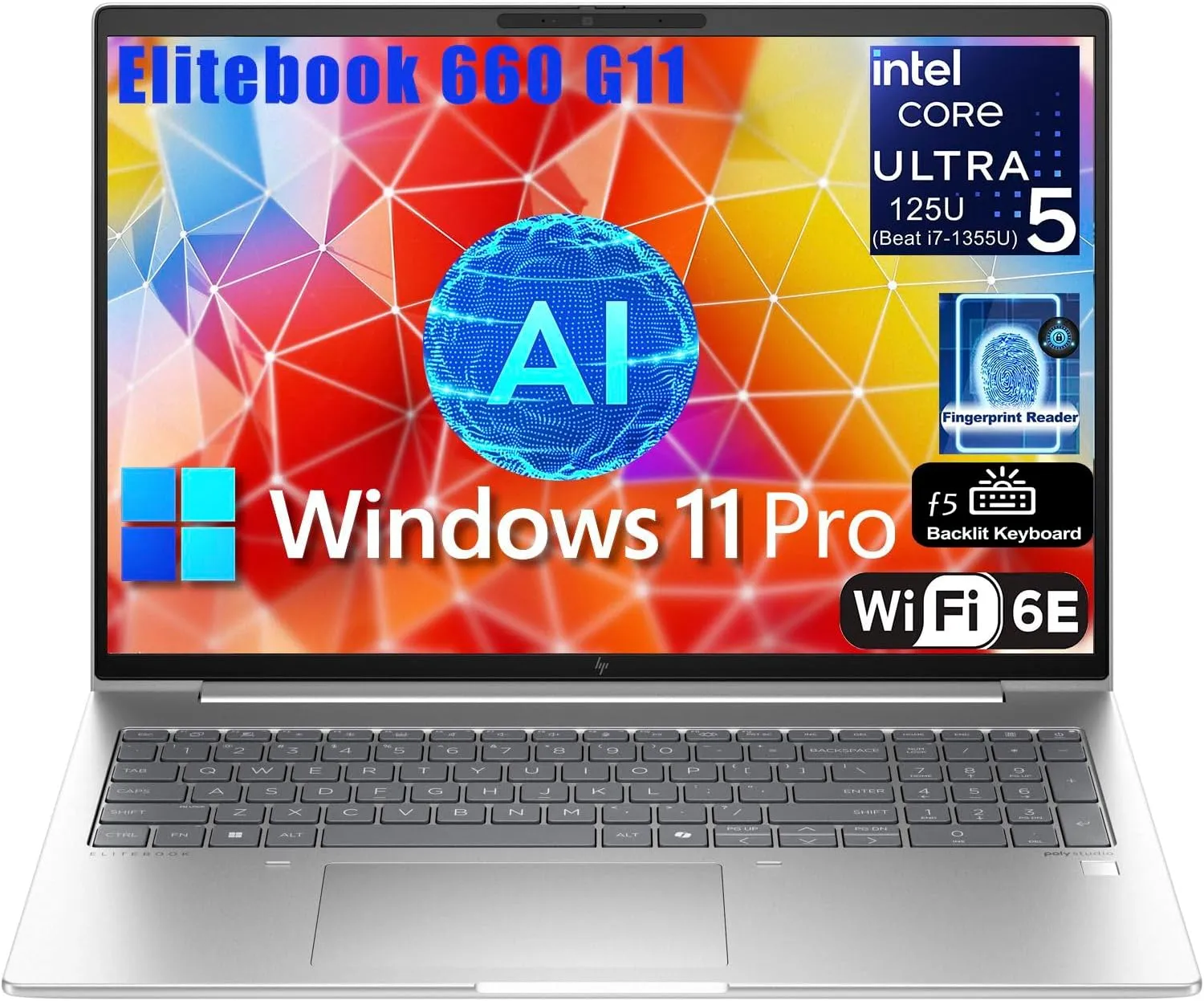 HP Elitebook 660 G11 Business Laptop, 16" FHD  Computer, 12-Core Intel Ultra 5 125U (Beat i7-1355U), 32GB DDR5 RAM, 1TB PCIe SSD, WiFi 6E, Backlit KB, Fingerprint Reader, Windows 11 Pro, Befectoy