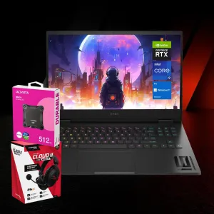 HP Omen Pro i9 RTX 4080 Gaming Laptop, 16.1" QHD 240Hz, Intel i9-14900HX RTX 4080, RGB Backlit KB, Wi-Fi 7, 64GB RAM, 4TB SSD, HyperX Cloud II Core Wireless Headset & Adata 512GB External SSD Bundle