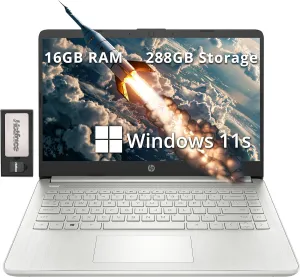 HP Stream 14" HD BrightView Laptop, Intel Pentium Silver N5030, 16GB RAM, 288GB Storage (128GB SSD   160GB Docking Station Set), Intel UHD Graphics, 720p Camera, 1 Year Office 365, Win 11 S, Silver