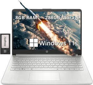 HP Stream 14" HD BrightView Laptop, Intel Pentium Silver N5030, 8GB RAM, 288GB Storage (128GB SSD   160GB Docking Station Set), Intel UHD Graphics, 720p Camera, 1 Year Office 365, Win 11 S, Silver