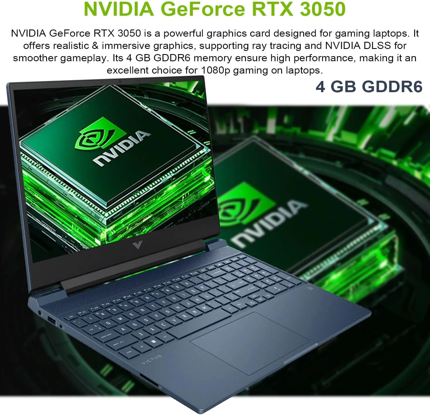HP Victus 15.6 i5 Gaming Laptop, 15.6" FHD 1920*1080 144Hz, Intel Core i5-12450H, NVIDIA GeForce RTX 3050, 32GB RAM, 1TB SSD, Backlit KB, Touchpad, SD Card Reader, Webcam, HDMI, Wi-Fi 6, W11 H, Blue
