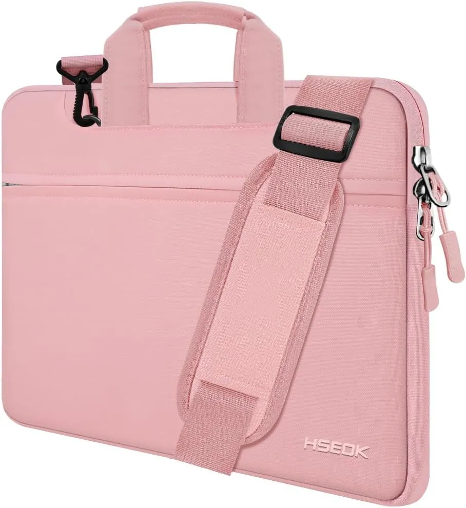 Hseok Laptop Shoulder Bag 15 15.6 16 Inch Briefcase, Compatible MacBook Pro 16 inch 2025-2019 M4 M3 M2 M1, Mac 15.4", XPS 15 and Most 15-16 inch Notebooks, Spill-Resistant Handbag, Pink