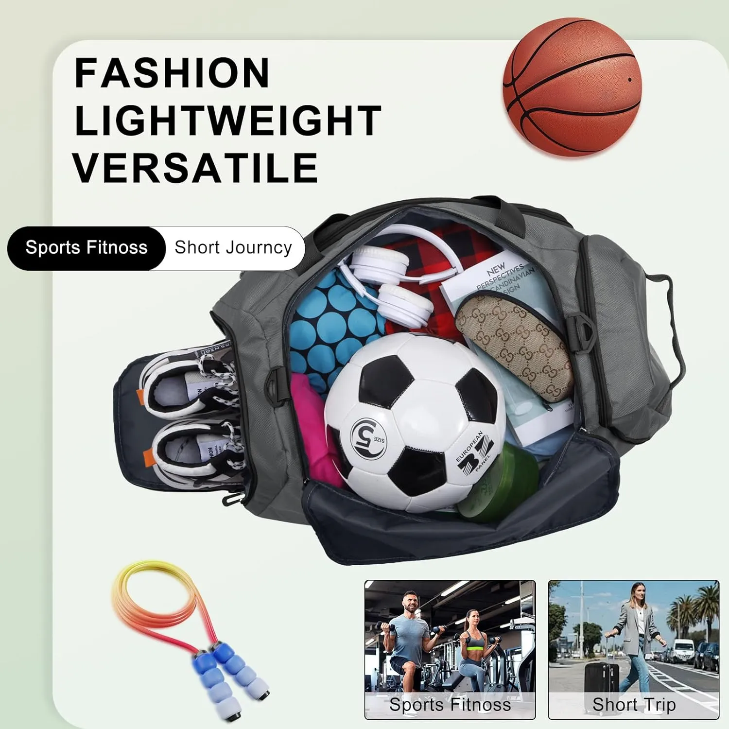 HUA ANGEL Waterproof Gym Bag with Shoe & Wet Compartment Large Capacity Sports Duffel Bag Men Women Travel Fitness Workout