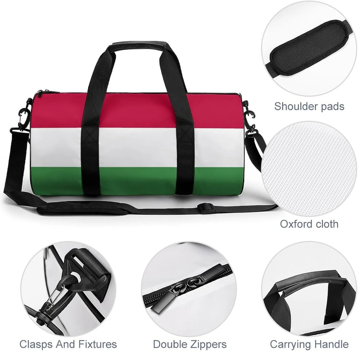 Hungary Flag Gym Bag for Men Women with Wet Pocket Travel Duffel Sports Overnight Weekender