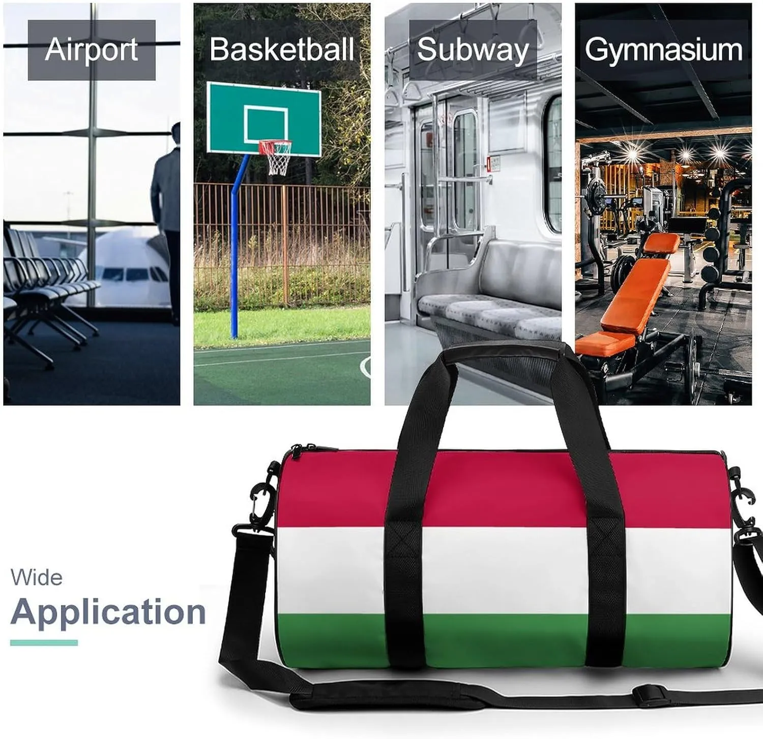 Hungary Flag Gym Bag for Men Women with Wet Pocket Travel Duffel Sports Overnight Weekender