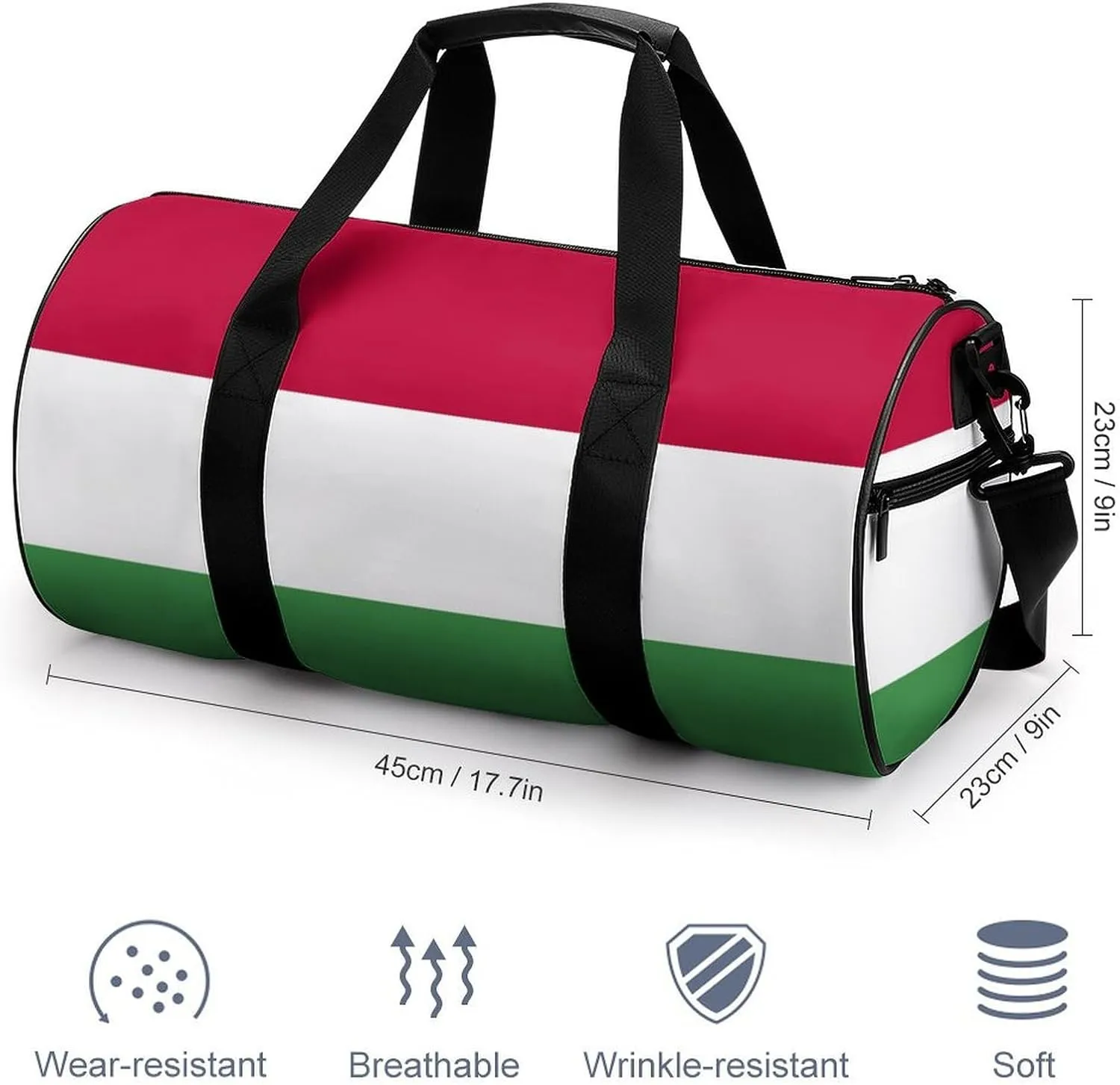 Hungary Flag Waterproof Gym Bag for Travel Dry Wet Separation for Beach Yoga Weekender