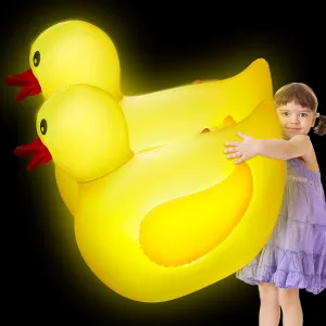 Hungdao 2 Pack 4 Feet Inflatable Duck Pool Float with LED Lights Giant Inflatable Floaties Glow in The Dark Blow up Large Rubber Duck for Summer Pool Beach Party Decoration