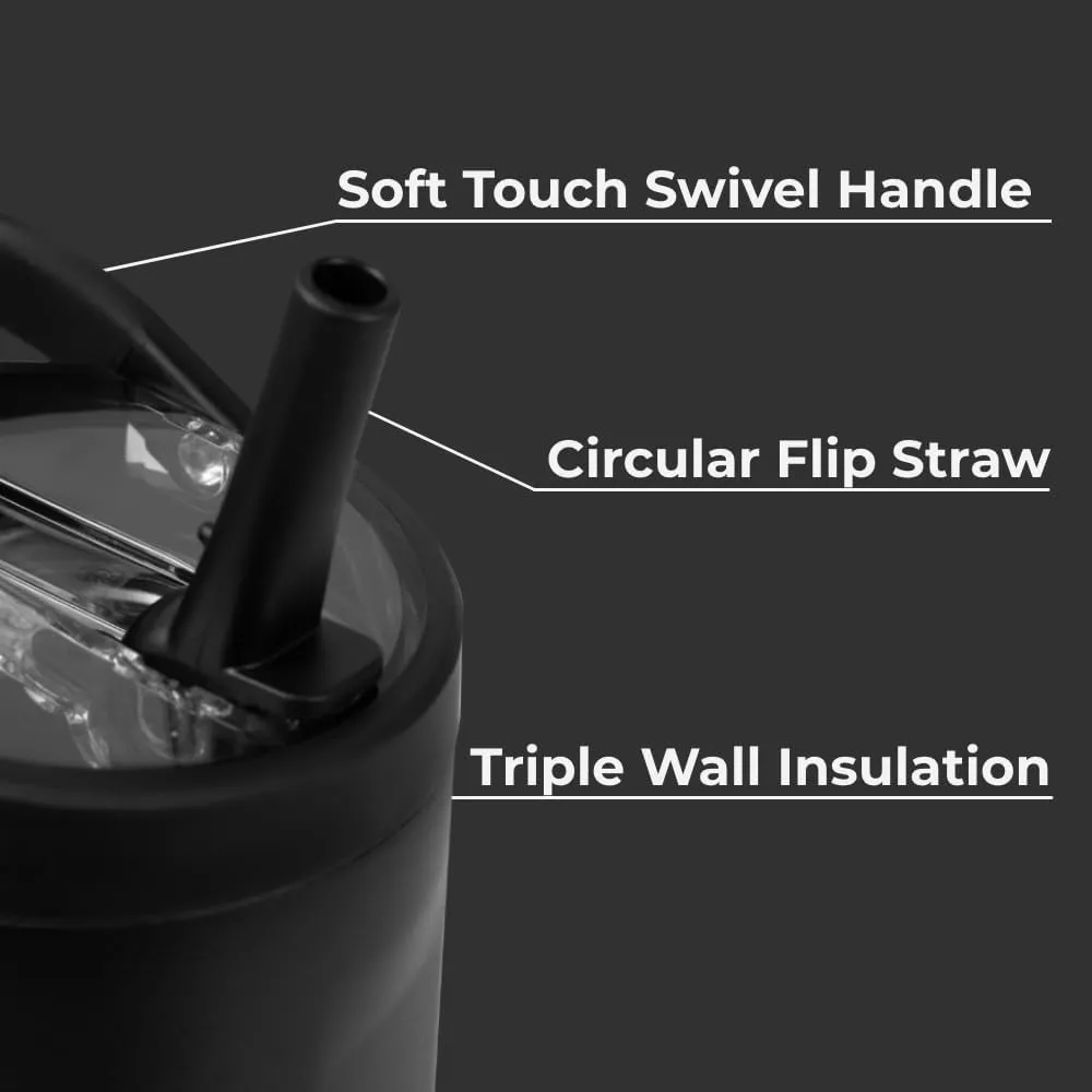 HydroJug Sport - Stainless Steel Tumbler with Straw, Vacuum Insulated, 20oz Leakproof Water Bottle, Ergonomic Design, Reusable, Dishwasher Safe, Rubber Base, Durable for Gym or Outdoors, Black