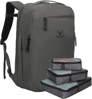 Hynes Eagle TSA Friendly Travel Backpack for Men Women Carry on Backpack 40L Flight Approved Laptop Backpack for 17 inches Compressible Weekender Bag Overnight Backpack Dark Grey with 3PCS Packing Cub