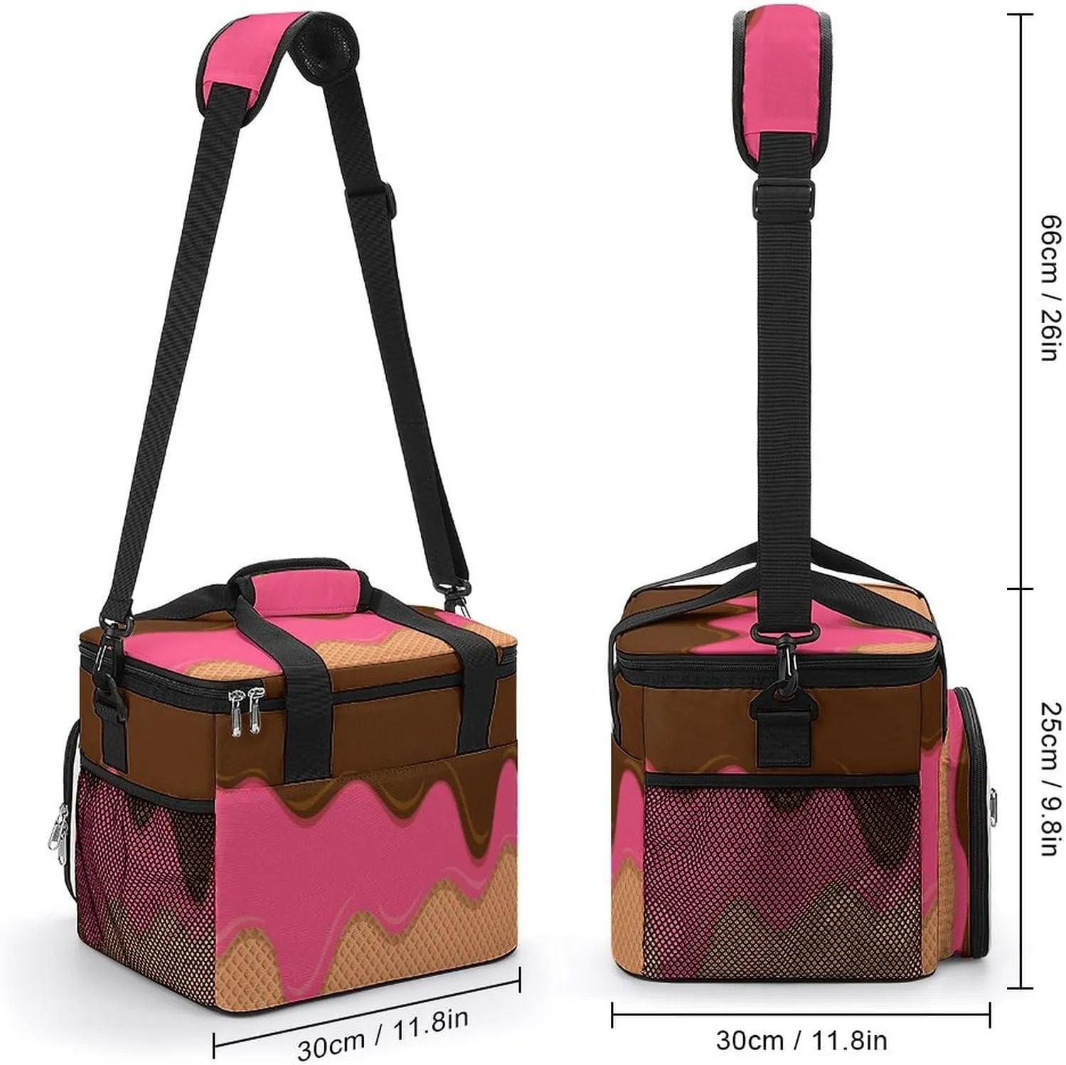 Ice Cream Melted Theme Portable 22.5L Soft Cooler Bag for Car Camping Candy Sprinkles Leakproof Ice Chest with Adjustable Strap Insulated Lunch Box for Work Hiking Picnic
