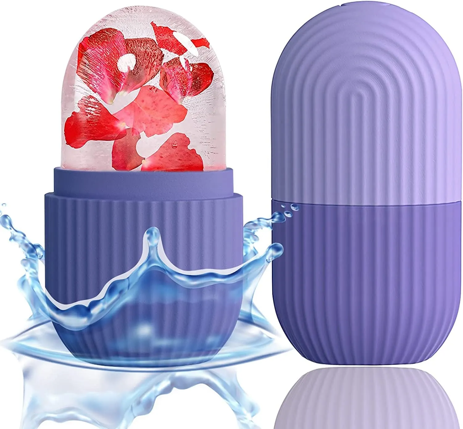 Ice Cube Roller Massager for Face, Eyes and Neck Naturally Conditioning and Skin Care,De-Puff Eye Bags,Reduce Migraine Pain,Reusable Massage Silicone Ice Mold (Pink)