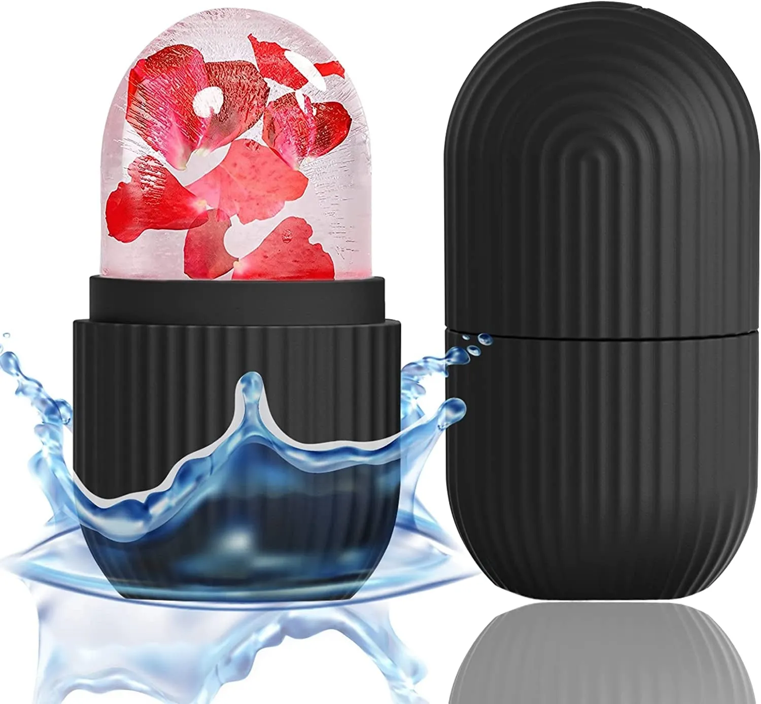 Ice Cube Roller Massager for Face, Eyes and Neck Naturally Conditioning and Skin Care,De-Puff Eye Bags,Reduce Migraine Pain,Reusable Massage Silicone Ice Mold (Pink)