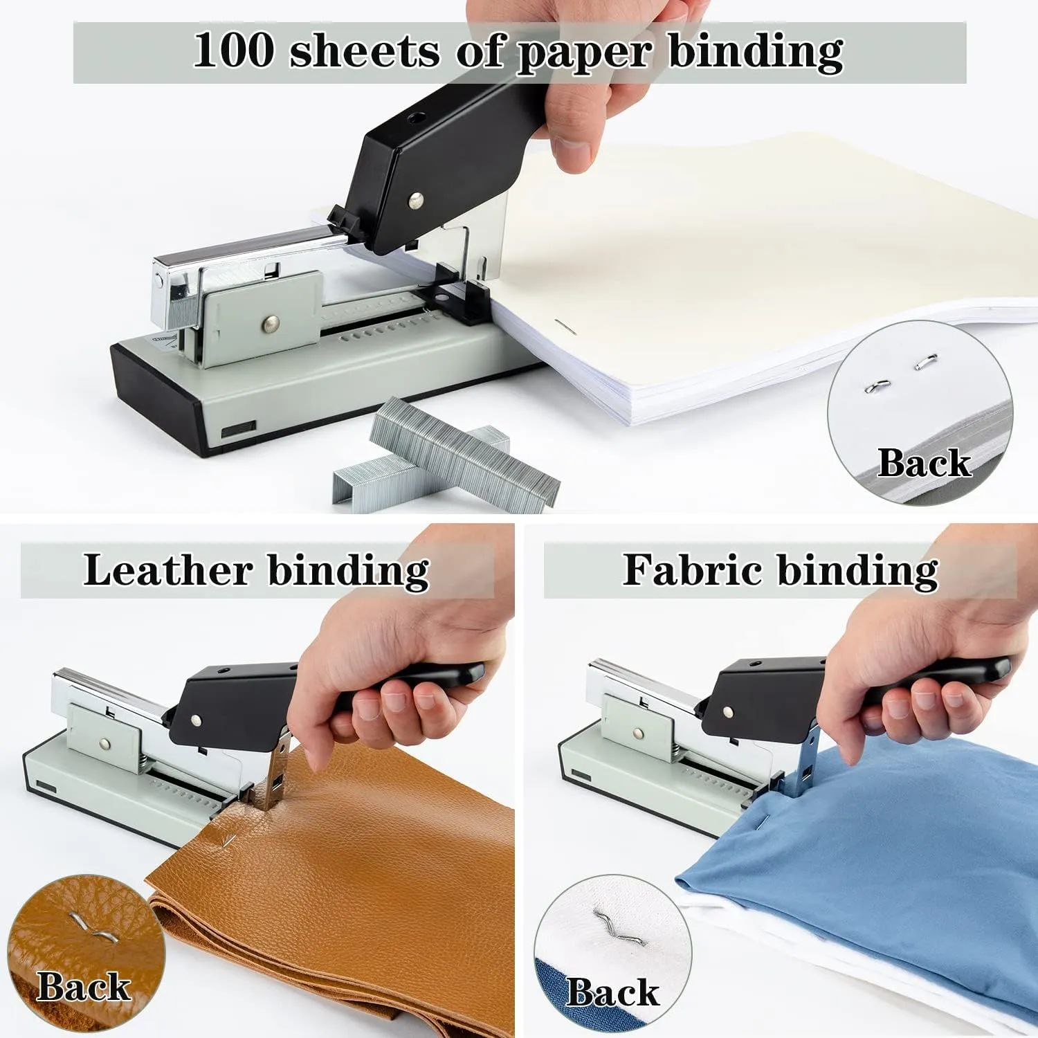 IMLIKE Heavy Duty Stapler with 2000 Staples: 100 Sheets High Capacity Manual Office Stapler, Metal,Jam Free,for Paper Binding, Include 23/8 & 23/13 Staples Each 1000PCS