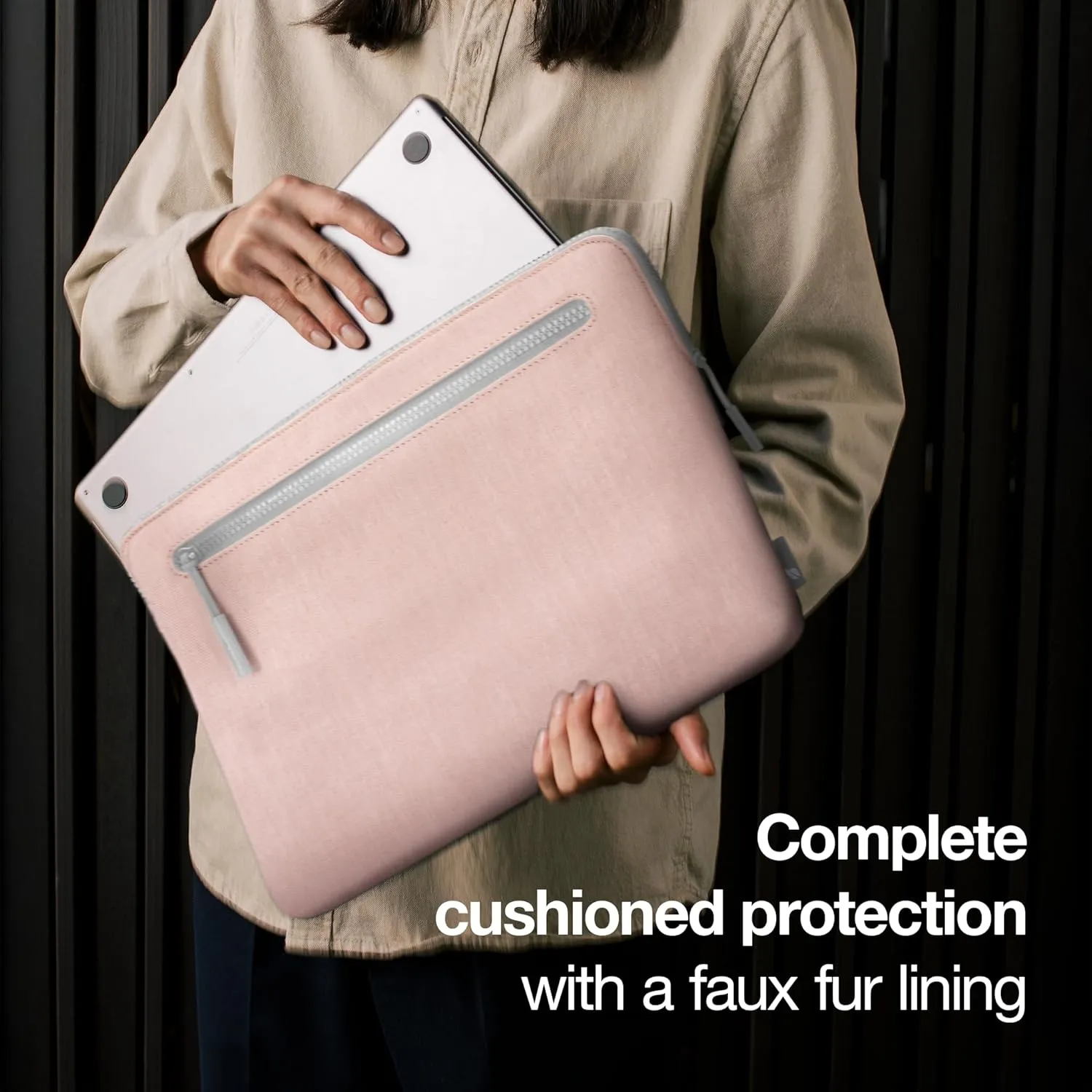 Incase Compact Laptop Sleeve with Woolenex - 14" MacBook/Laptop and iPad/Tablet Sleeve, Computer Case and Cover, Lightweight, Weather Resistant, with Slip Pocket for Accessories - Blush Pink