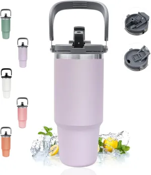 INDARUN 40 oz Insulated Stainless Steel Tumbler with Handle and Straw, Travel Mug for Women & Men