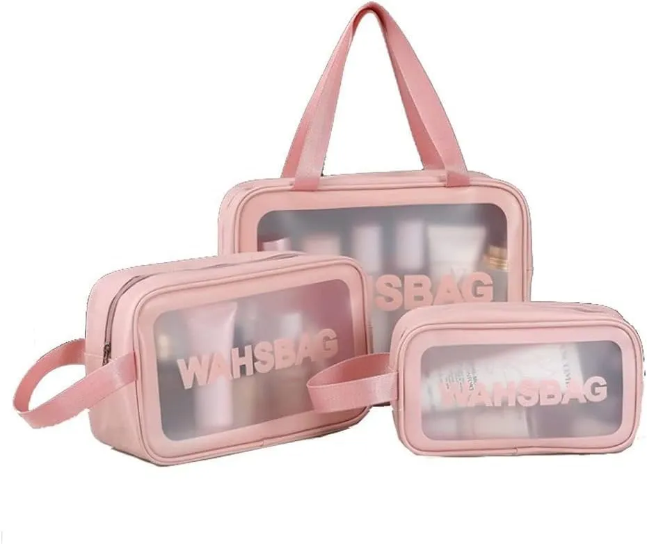 INFLUX 3-Piece Travel Wash Bag Set for Women -Storage Bag for Travel Essentials, Women's Handbags & Shoulder Bags, Travel Bag, and Beach Bag - Perfect Bag Organizer and Luggage Bag Solution