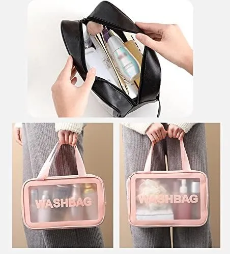 INFLUX 3-Piece Travel Wash Bag Set for Women -Storage Bag for Travel Essentials, Women's Handbags & Shoulder Bags, Travel Bag, and Beach Bag - Perfect Bag Organizer and Luggage Bag Solution